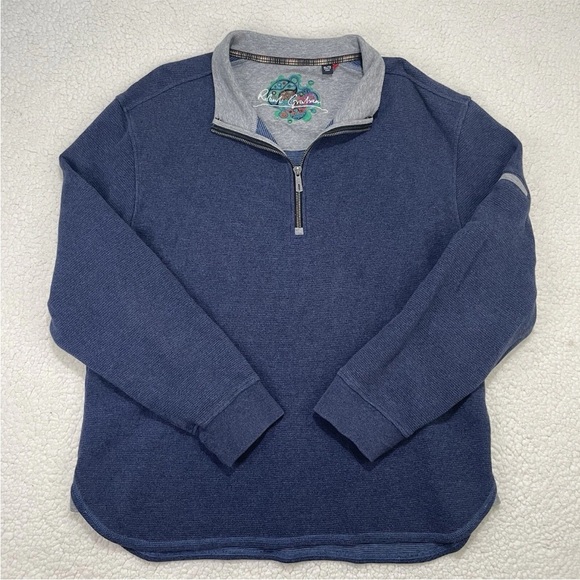 ROBERT GRAHAM Mens XXL 2XL Mistral Blue Grey 1/4 Quarter Zip Long Sleeve Sweater - Picture 10 of 10